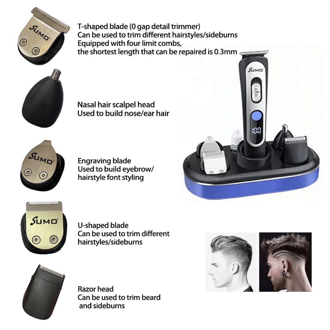 SUMO 5-in-1 Electric Hair Clipper & Trimmer: Professional Home Grooming Kit