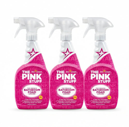 منظف الفوم الوردي المعجزة للحمام عبوة ثلاثية فعالة
