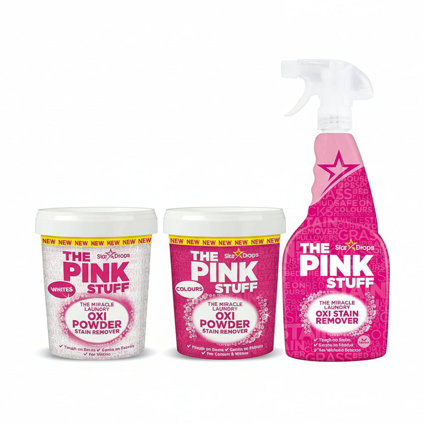 طقم مزيل البقع المعجزة بينك ستاف للغسيل مسحوق أوكسي وبخاخ