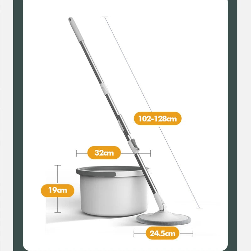 ممسحة دوارة مايكروفايبر مع دلو عصر يدوي بدون لمس