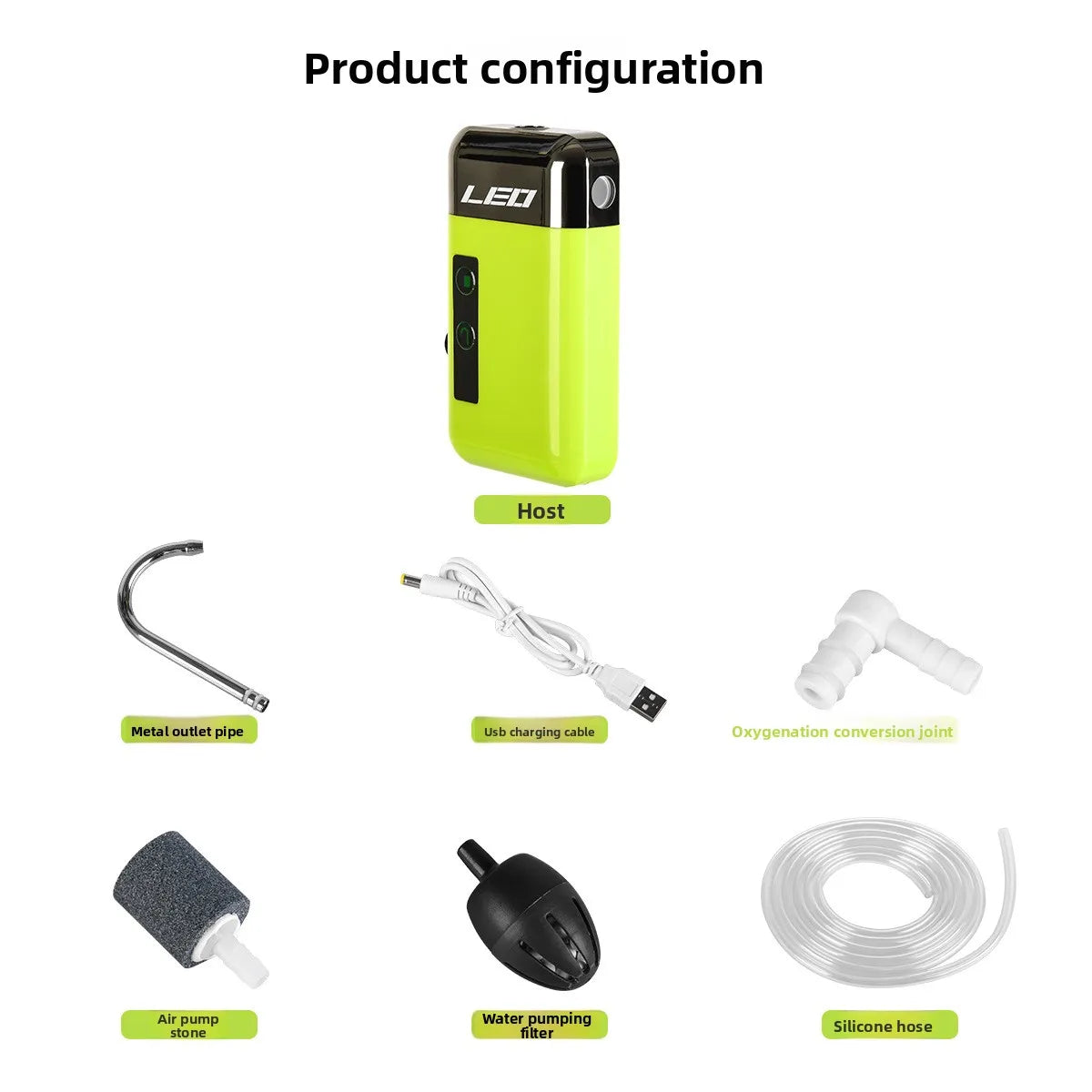 مضخة هواء للحوض محمولة قابلة للشحن ببطارية طويلة العمر ومصباح