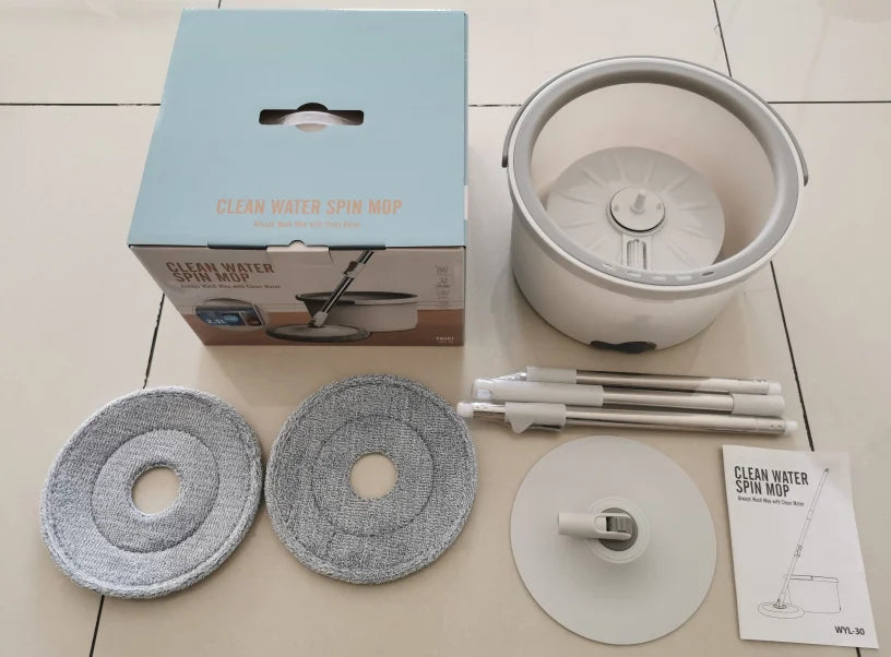 ممسحة دوارة مايكروفايبر مع دلو عصر يدوي بدون لمس