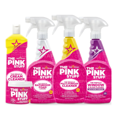 حزمة التنظيف الوردية المعجزة بمعجون وبخاخات متعددة الاستخدام